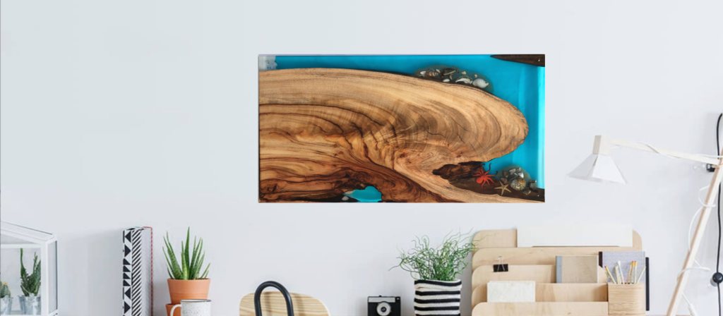 Wood resin board in a room display.